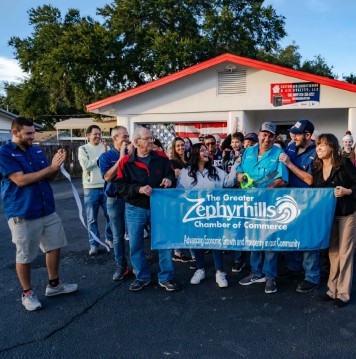 Custom Air Conditioning & Air Quality celebrate a ribbon cutting event for 'The Greater Zephyrhills Chamber of Commerce ' promo